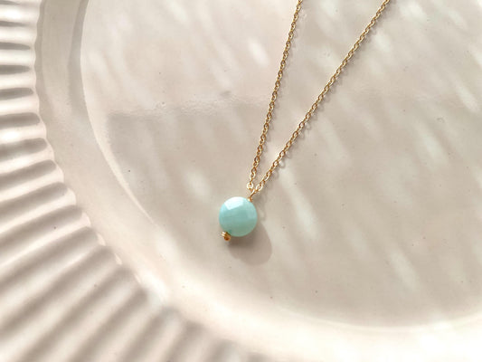 Larimar faceted pendant necklace