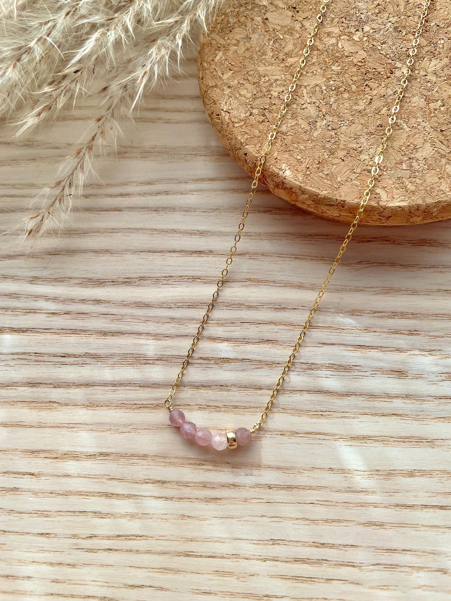 14k gold-filled rose quartz necklace