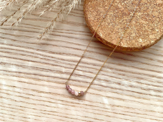 14k gold-filled rose quartz necklace