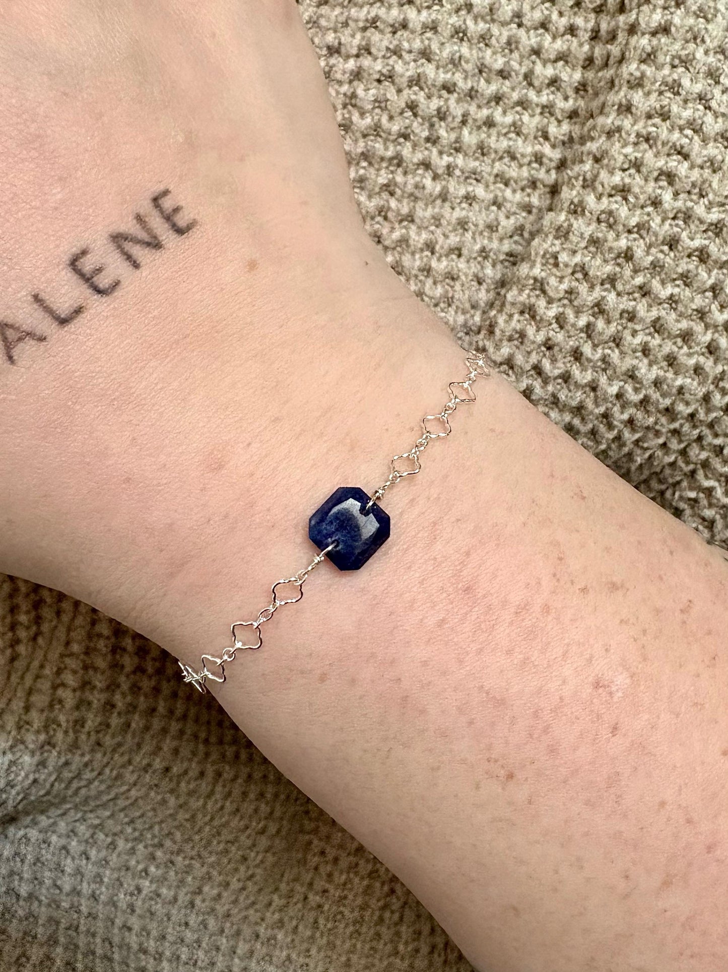 Sterling silver bracelet with cushion cut sodalite