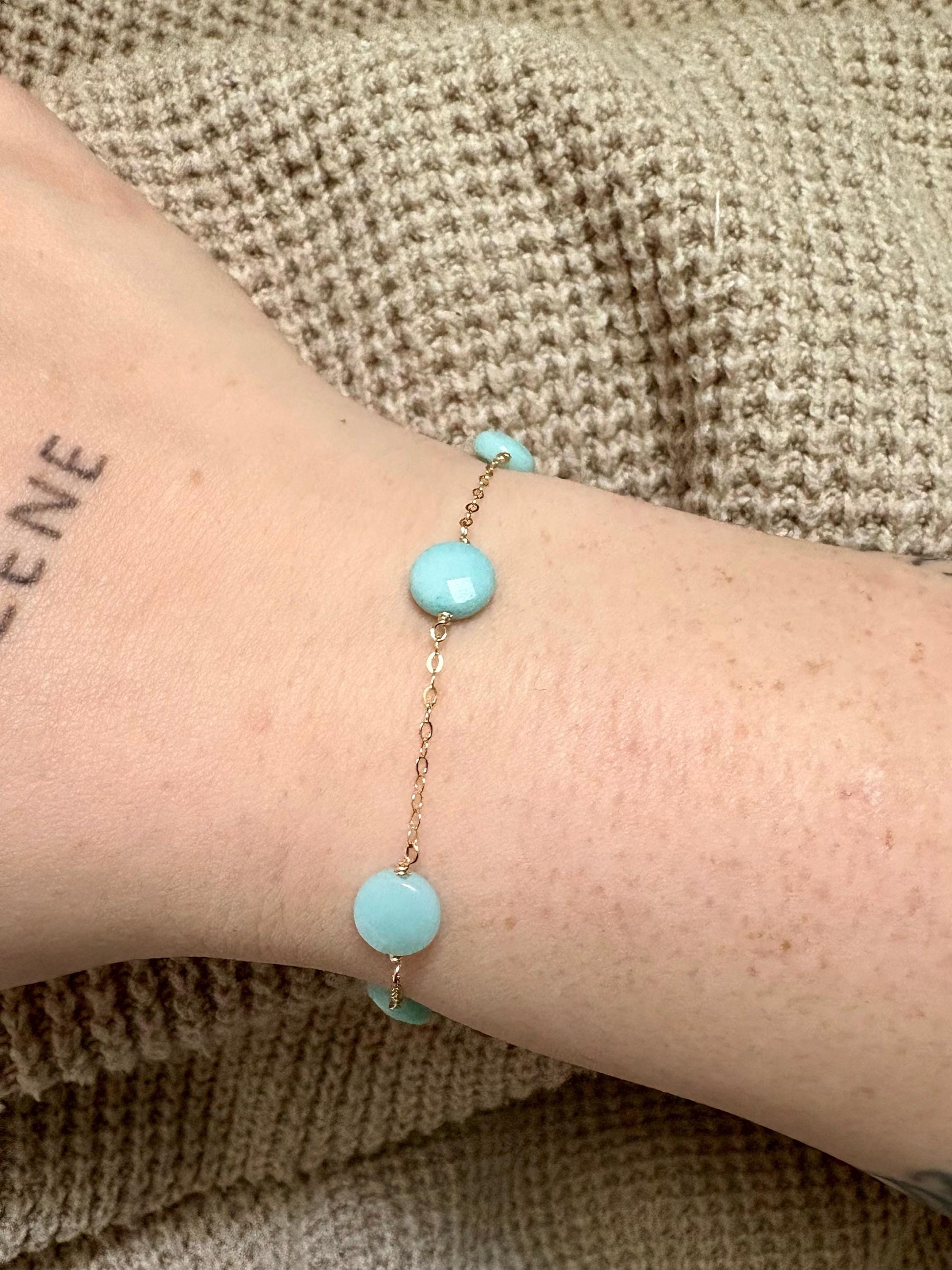 14k gold filled larimar bracelet