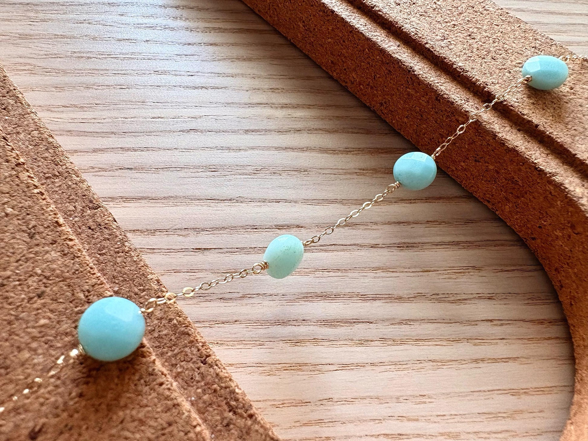 14k gold filled larimar bracelet