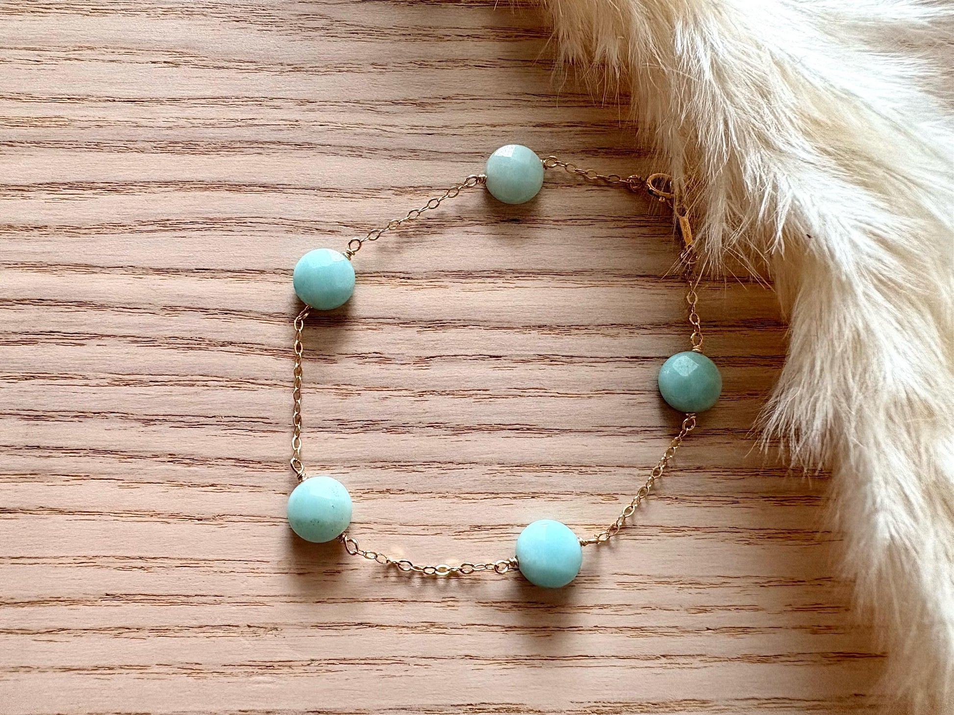 14k gold filled larimar bracelet