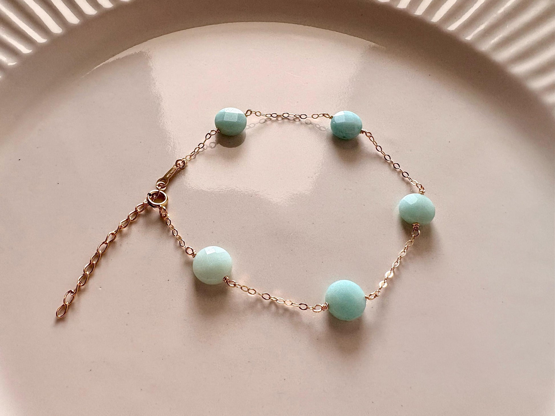 14k gold filled larimar bracelet