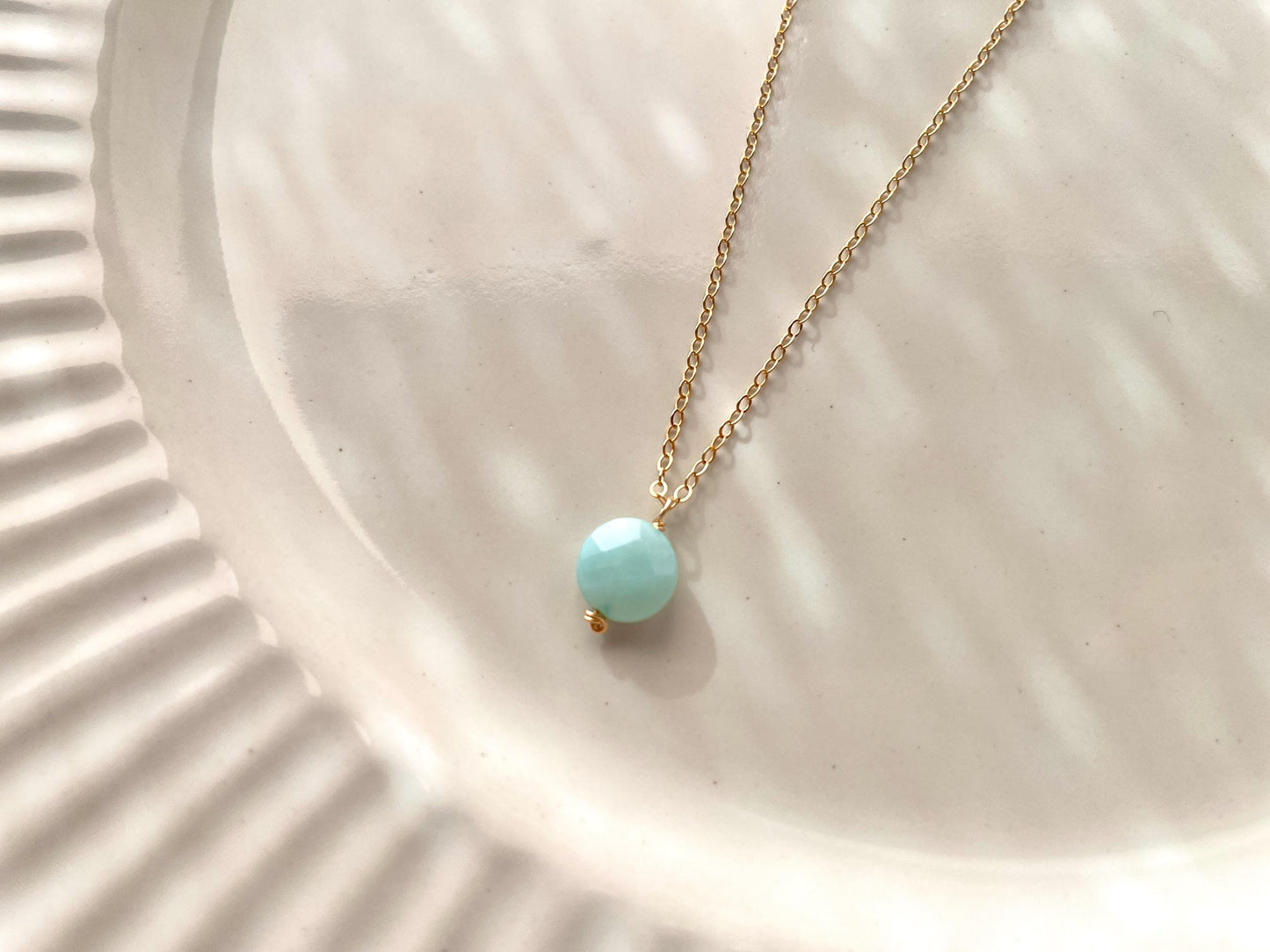 Larimar faceted pendant necklace