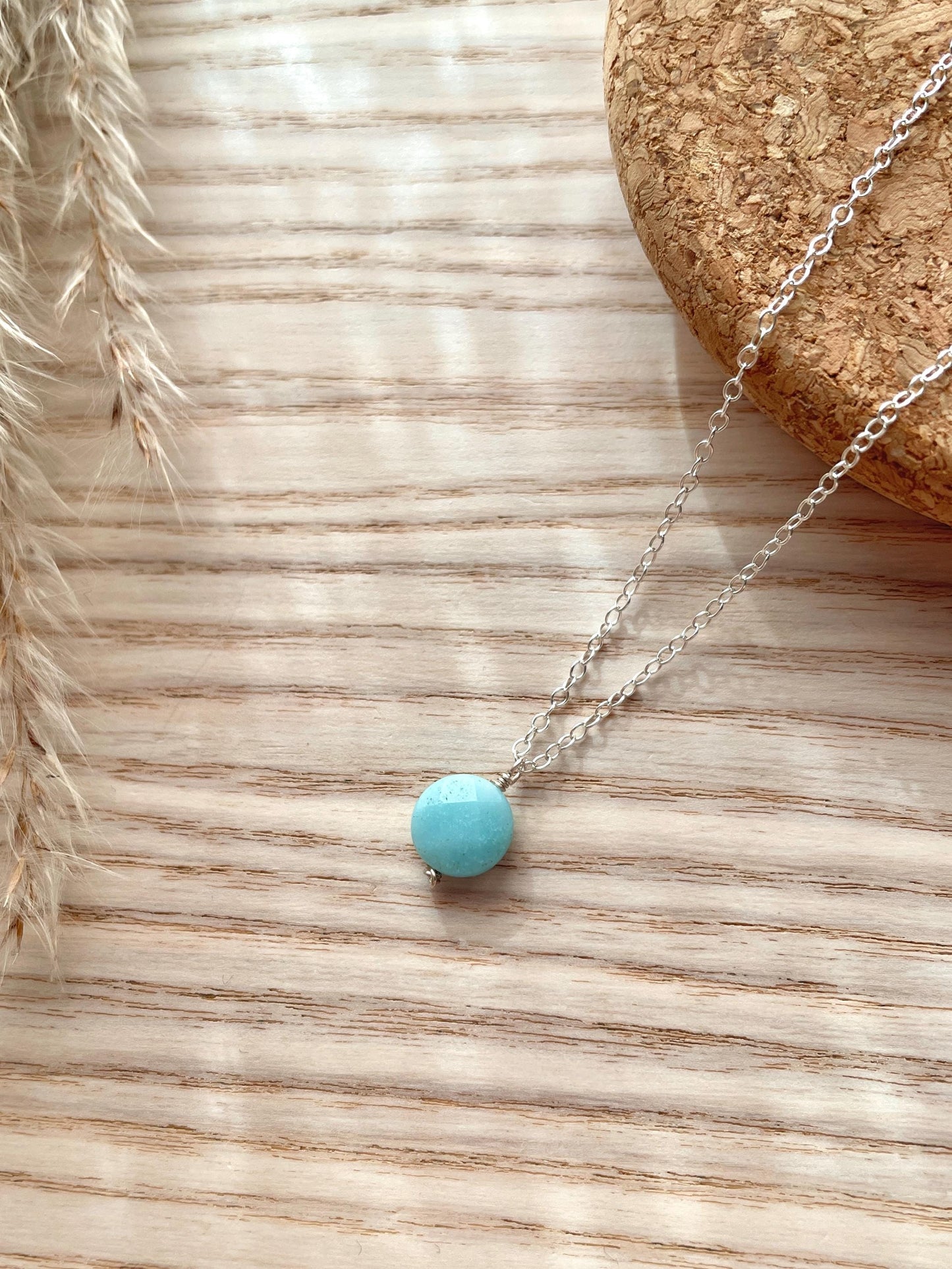 Larimar faceted pendant necklace